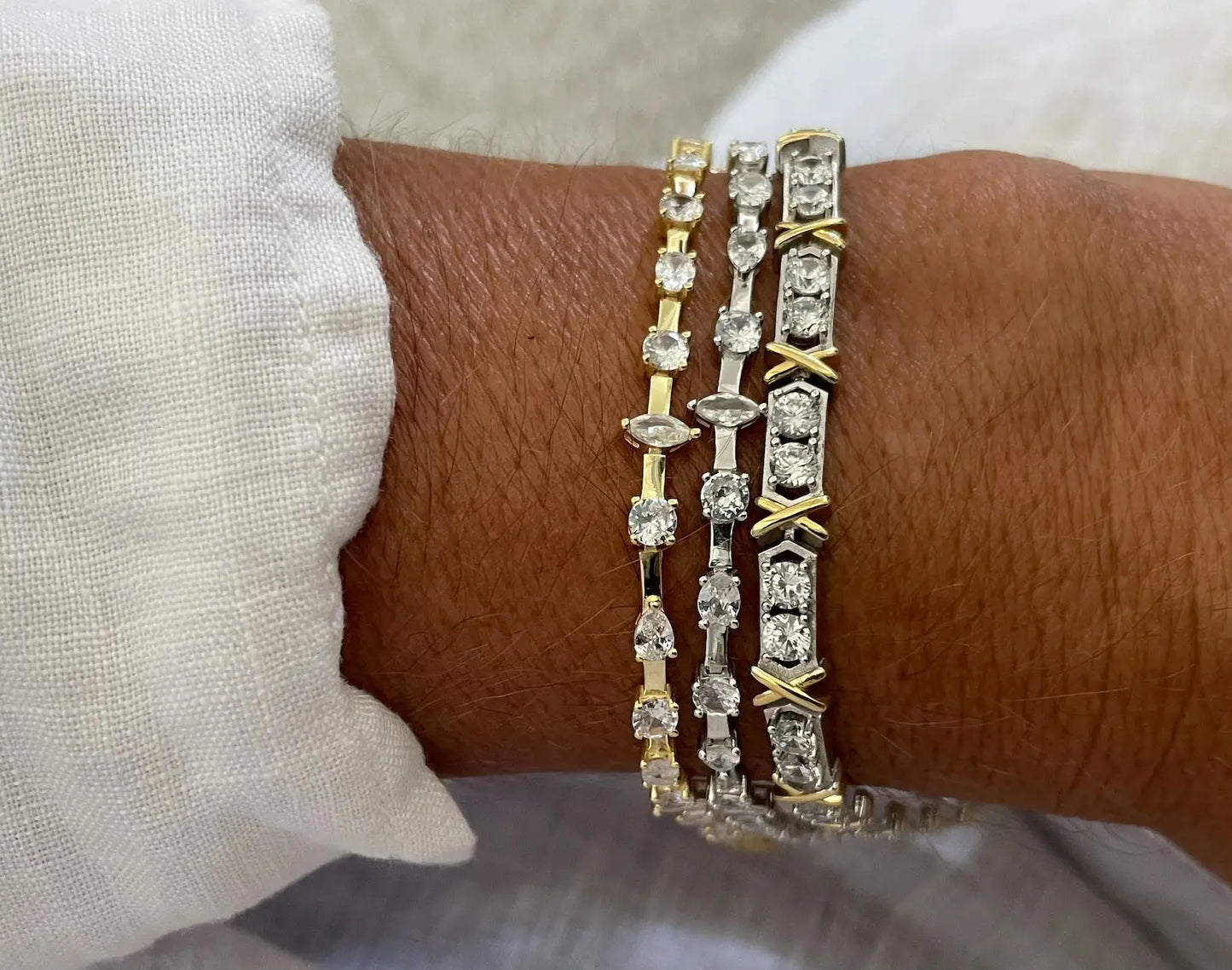 15+4cm Marquise Oval Round Water Drop Cubic Zirconia Tennis Bracelets for Women Gold Platinum Color Fashion Jewelry for Party