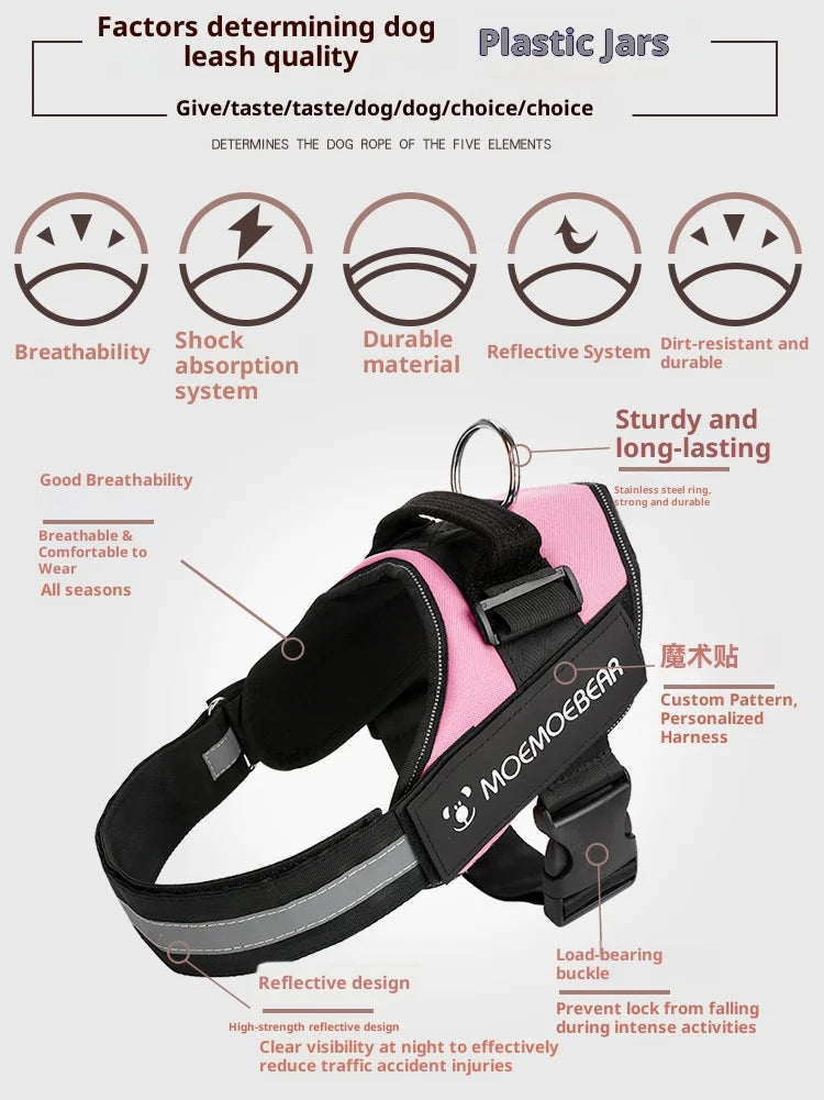 K9 Tactical Dog Harness and Leash Anti-Pull for Golden Retriever Pomeranian Adjustable Pet Walking Rope for Large Dogs