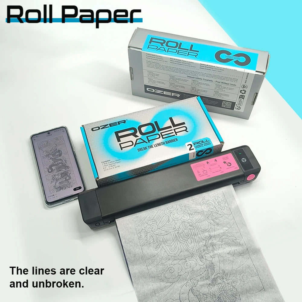 OZER Tattoo Transfer Paper Rolling Paper Thermal Copier Template Paper for Thermal Printer Tattoo Paper for Tattoo Supplies