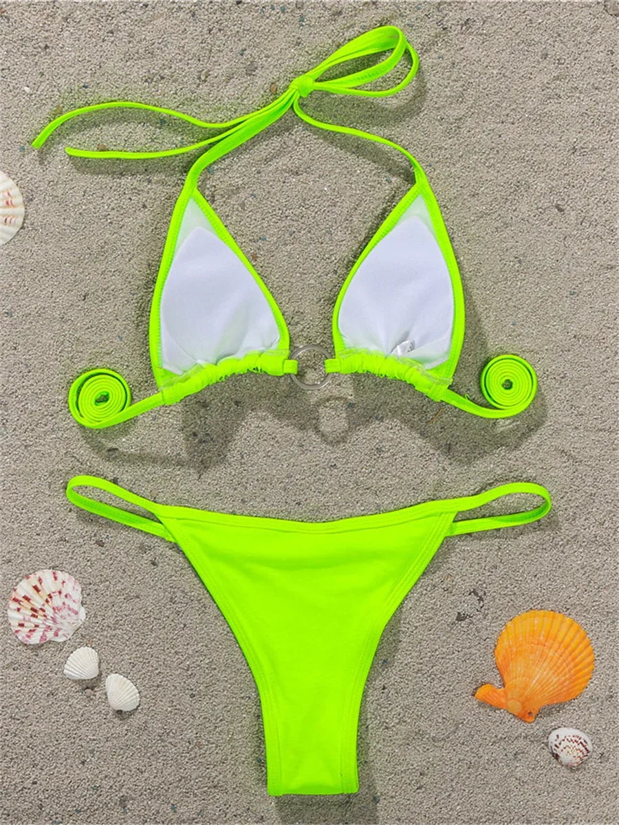 Sexy Sequin Rhinestone Bikini Women Black Diamond Micro Swimwear Braizilian Ring Linked Push Up Bathing Suit Thong Swimsuit 2026