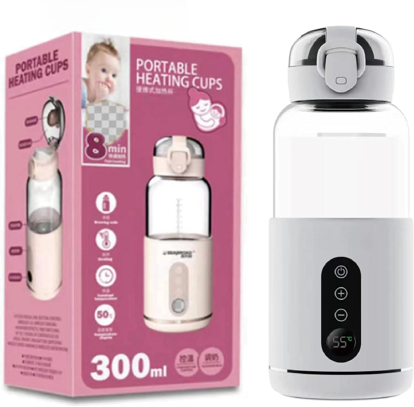 Portable Bottle Warmers For Baby Milk USB Rechargeable 37-55℃ Temperature Control Wireless Electric Baby Bottle Heater On-the-go