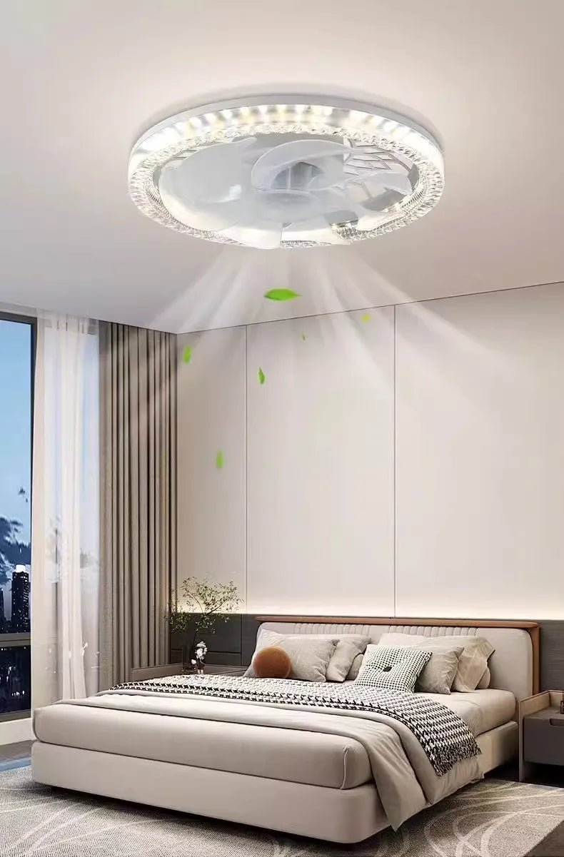 2-in-1 Ceiling Fan Light with Remote Control Screw Base LED Bulb Fan Lamp, Silent Adjustable Speed for Bedroom Living Room Home