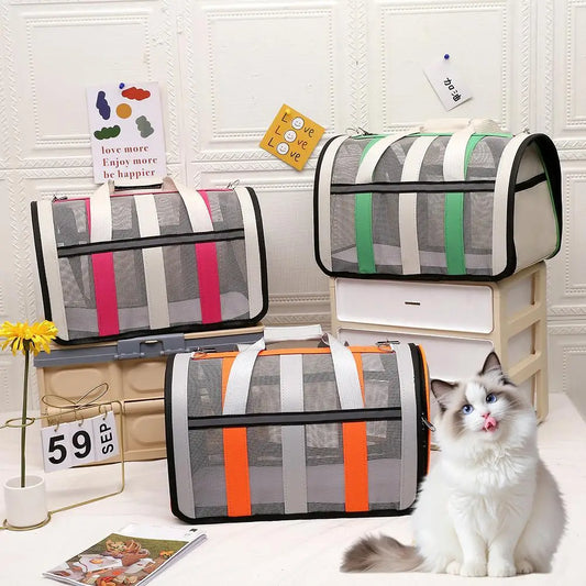 1Pc S/M/L Portable Folding Cat Bag Comfort Safety Large Capacity Crossbody Outdoor Pet Breathable Backpack Handheld Pet Bag