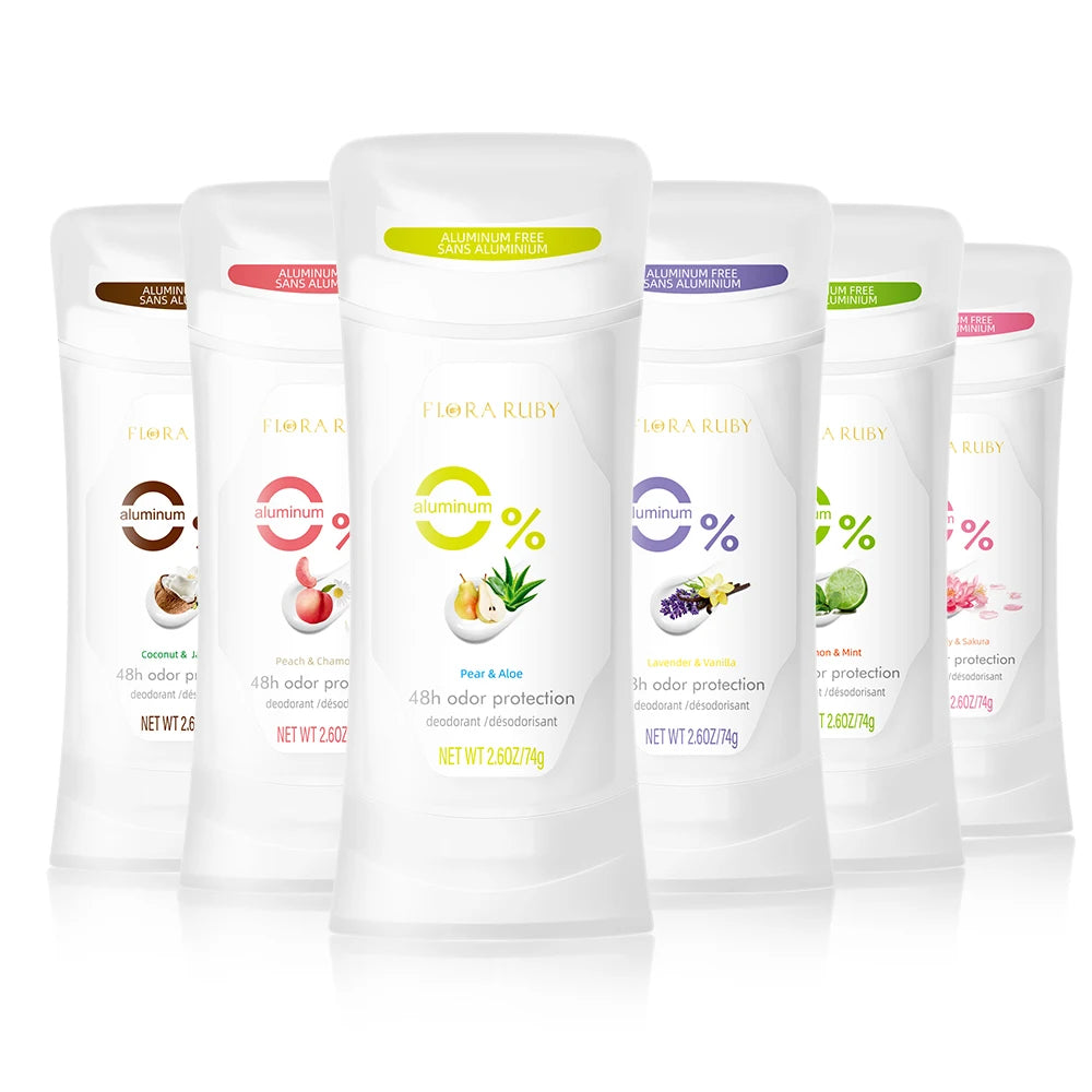 2PCS/Set Body Odor Remover，Deodorant stick，Aluminum Free，48H Natural Flower Scent Deodorize, Long Lasting and Refreshing Dryness