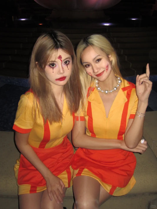 Halloween Cos Dress Women'S Dress Movie Bankruptcy Sisters Cosplay Bar Work Dress Dress Girls Makeup Set Surprise Gift