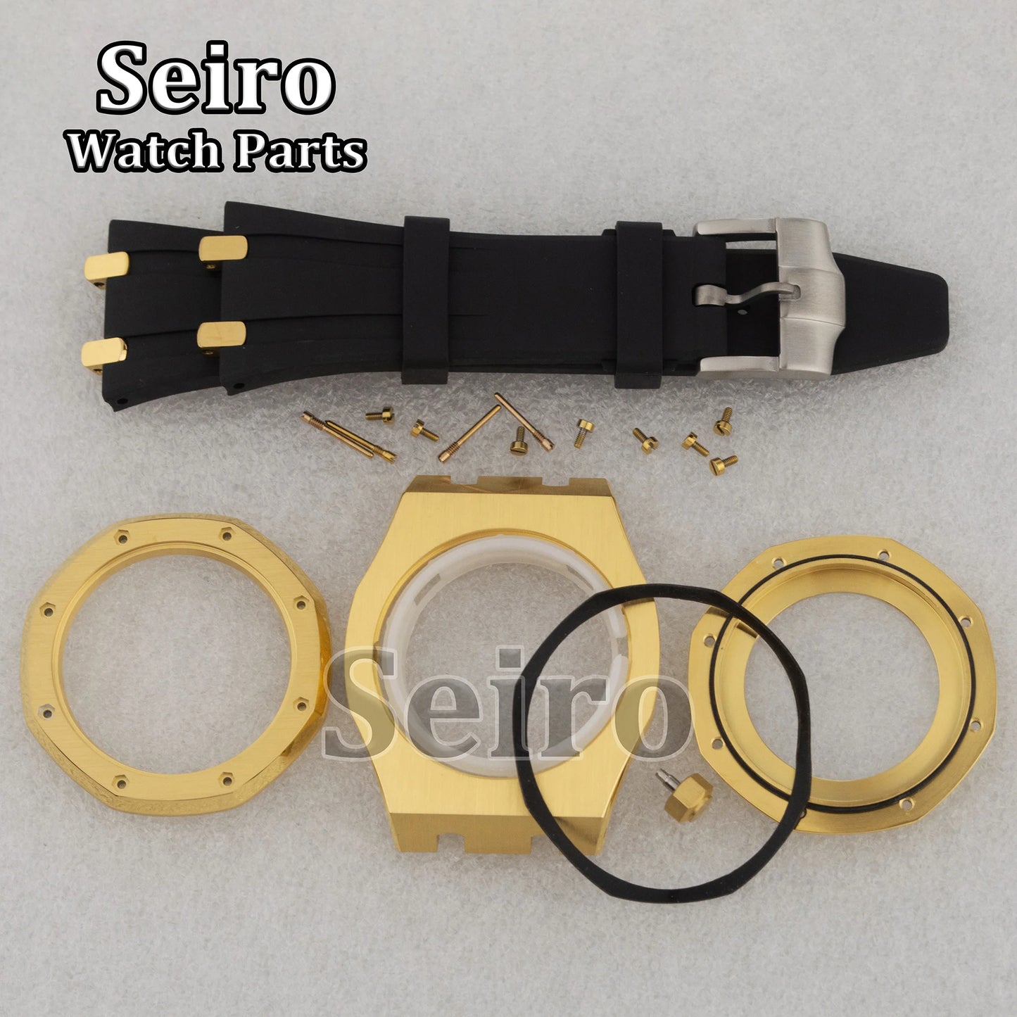 42mm Octagon Watch Case Rubber Strap Sapphire Crystal 10bar for 31.8mm Dial Royal Oak NH35 NH36 Movement Watch Modified Parts