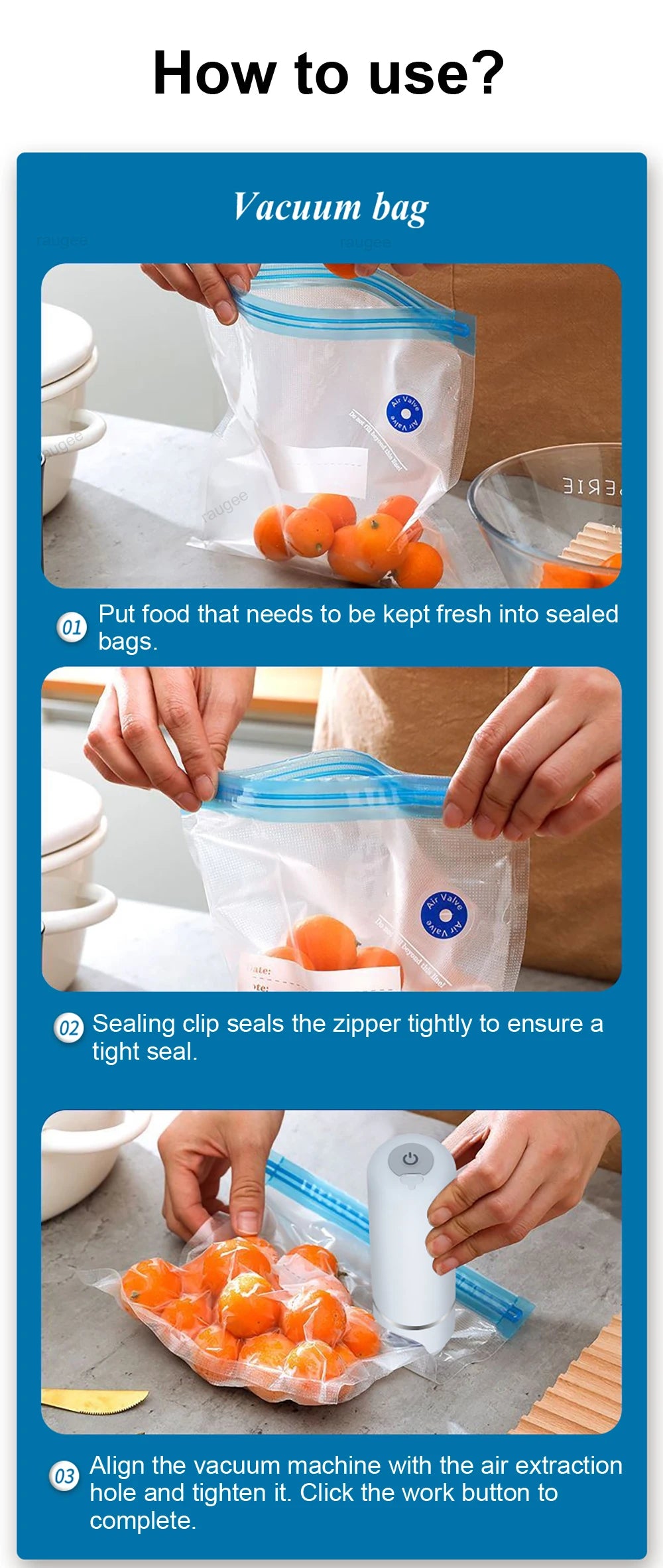 Vacuum Sealer Pump Electric Air Pump for Food Fresh-Keeping Vacuum Sealed Storage Bag Automatic Vacuum Compression Machine