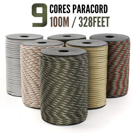 9 Core 650lb Paracord 30/50100m Dia.4mm Military Standard Parachute Rope Tent Accessories For Survival Bracelet DIY Making