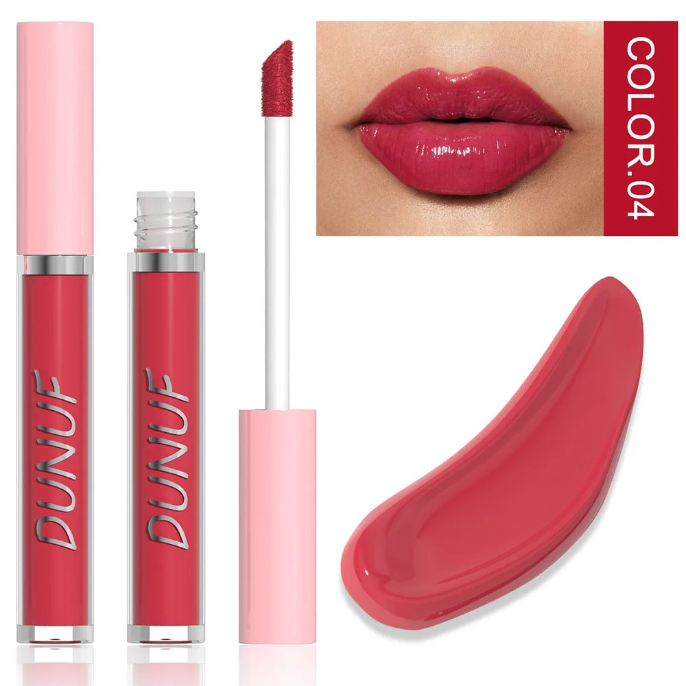 DUNUF High Quality Mirror Gloss Herorange Lipstick Lip Gloss Make-up Lightly Glass Moisturizing Plump Lip stick Lipgloss Gifts