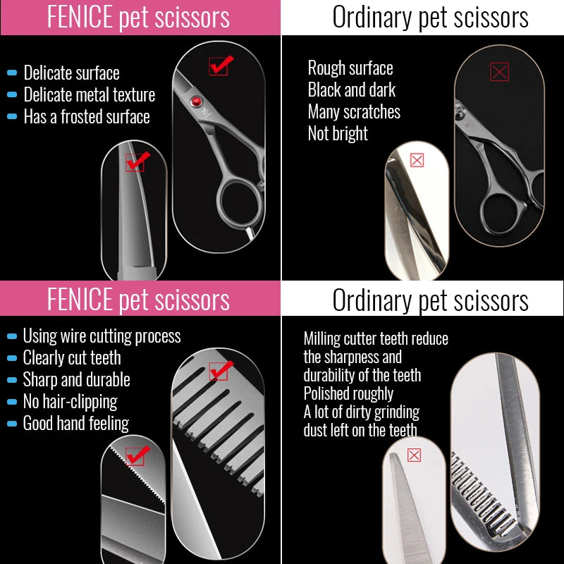 Fenice 4.5 Safety Round Tip Pet Dog Cat Grooming Cutting Scissors Dogs Hair Cutting Shear for Eyes/Face/Foot/Nose