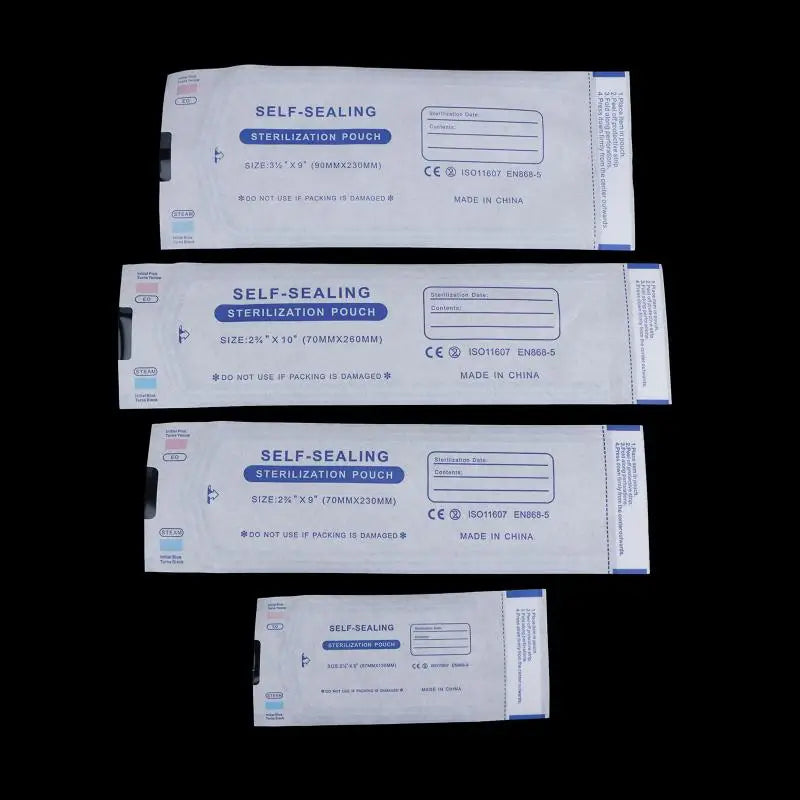 200PCS Self-Sealing Sterilizer Pouches Bags 4 Size Disposable Nail Art Disinfection Bag Tattoo Nail Dental Tool Storage Bag