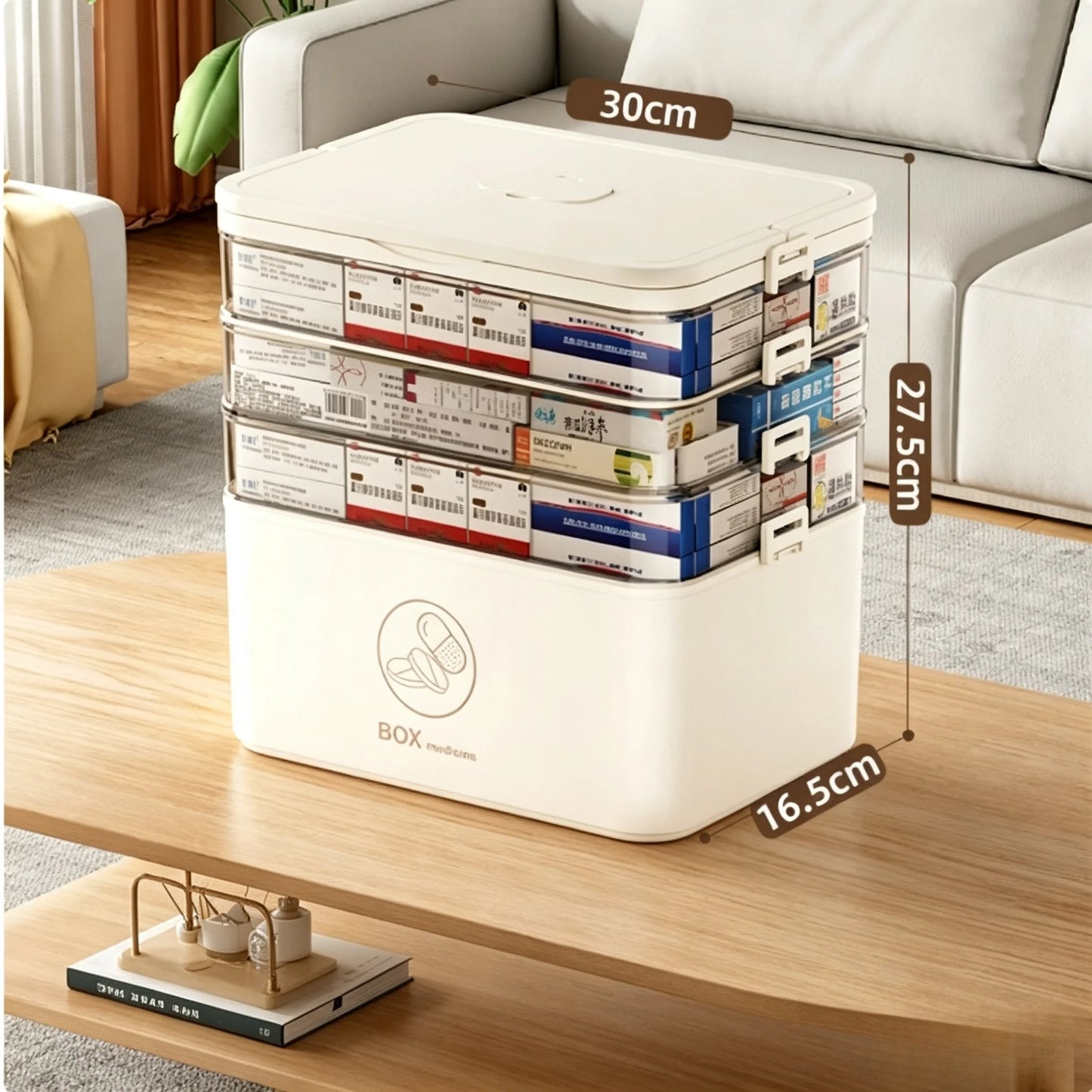 1pc 3-Tier Family Emergency Medicine Storage Box, Leak Resistant Compact Home Medicine Organizer