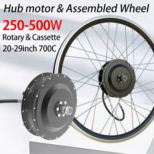250W 350W 500W High Spedd Ebike Hub Motor & Assembled Wheel 20-29Inch 700C Tyre Electric Bicycle  Rotary Cassette Ebike Kit