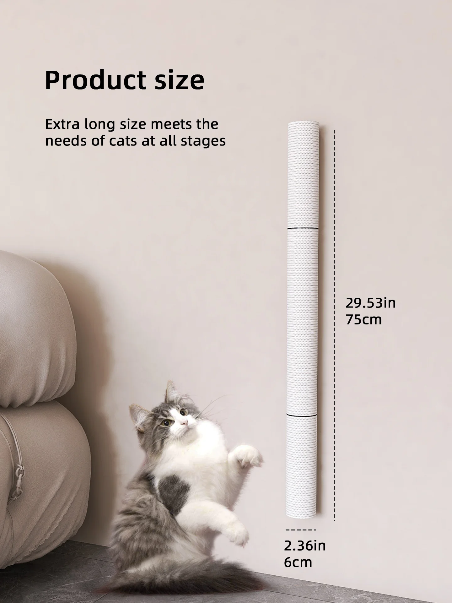 Wall-Mounted Cat Scratching Post with Sisal Rope & Climbing Ladder – Interactive Play Toy for Indoor Cats of All Sizes