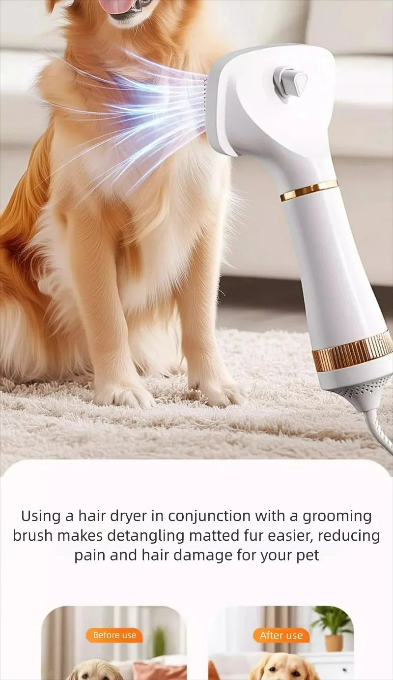 Small Dog Dryer Pet Heating Hair Puppy Dryer Cat Hair Blow and Comb 2in1 Hair Dryer for Small Middle Dogs Quick Drying