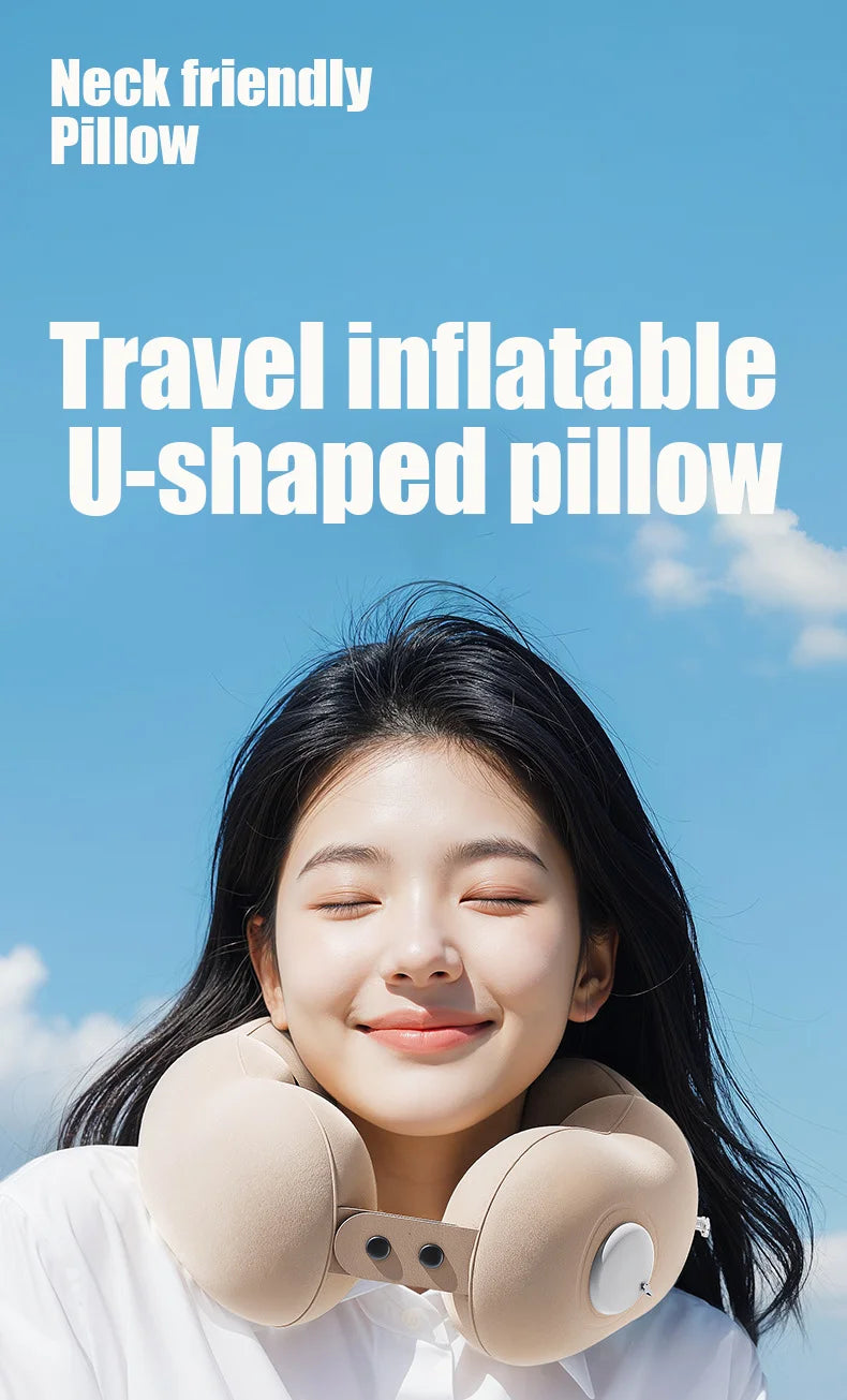 Travel Pillow Inflatable U-Shape Neck Pillow Portable Cervical Orthopedic Protection Airplane Neck Pillows Travel Essentials