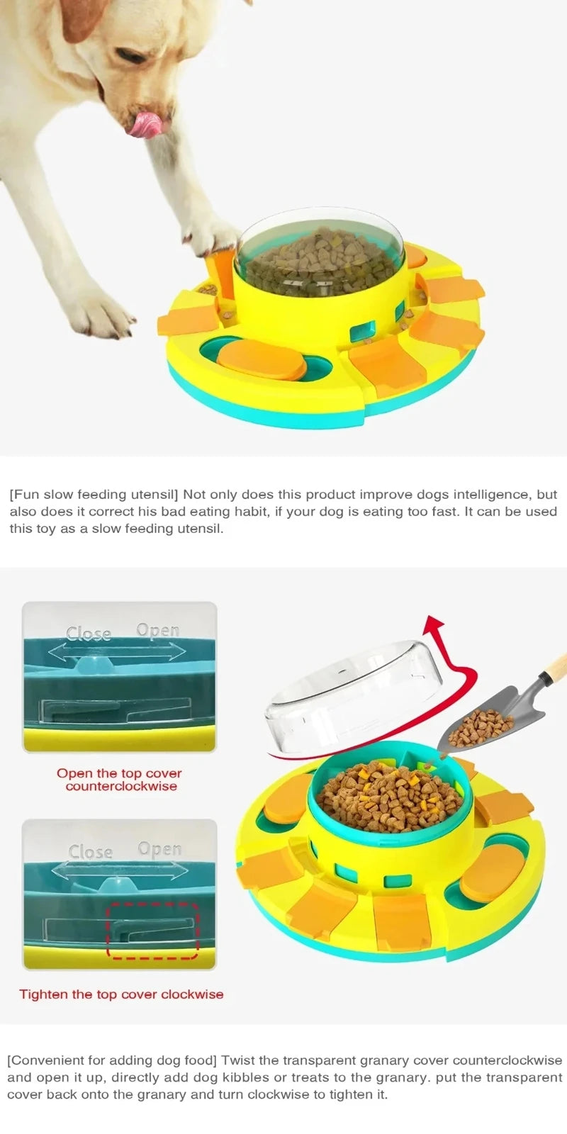 New Dog Puzzle Toy Slow Feeder Interactive Increase Puppy Iq Food Dispenser With 4 Non-slip Rubber Mats Pp Bowl