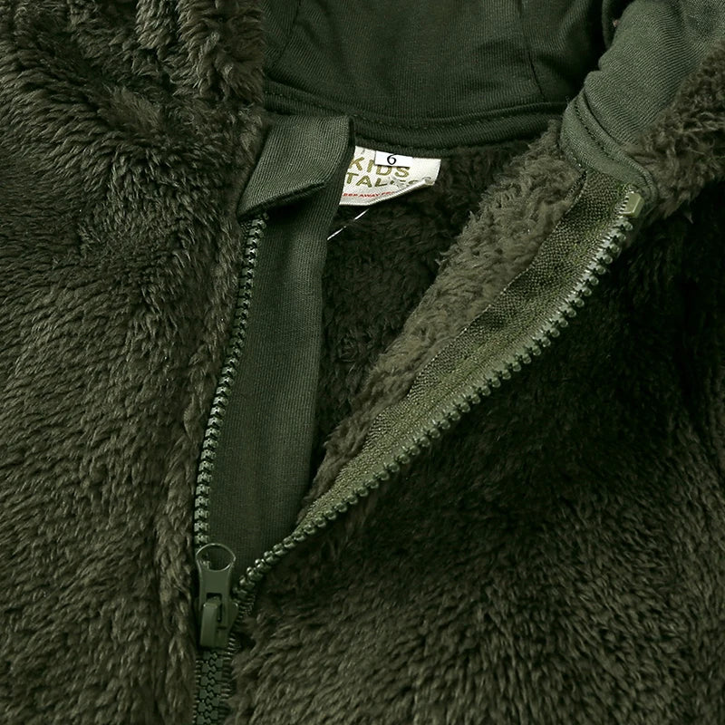 0-12months Baby Winter Clothes Newborn Rompers Infant Polar Fleece Jumpsuit Baby Boys Girl Zipper Cute Bear Romper