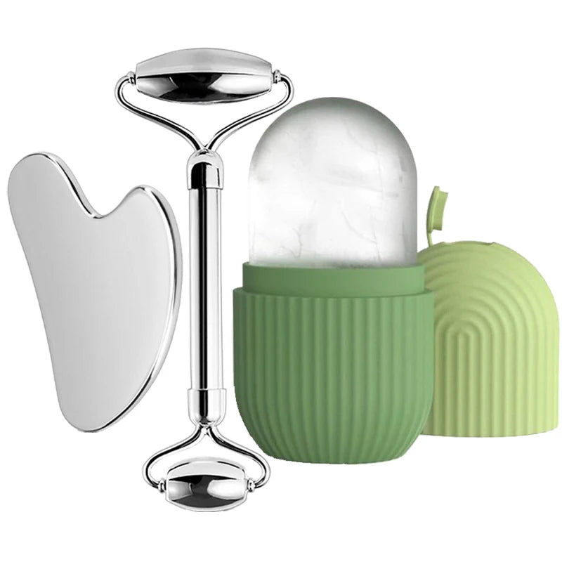Ice Face Roller Stainless Steel Face Roller Gua Sha Tool,Facial Ice Roller Mold for Face Eye Skincare Tools Lifting Contouring