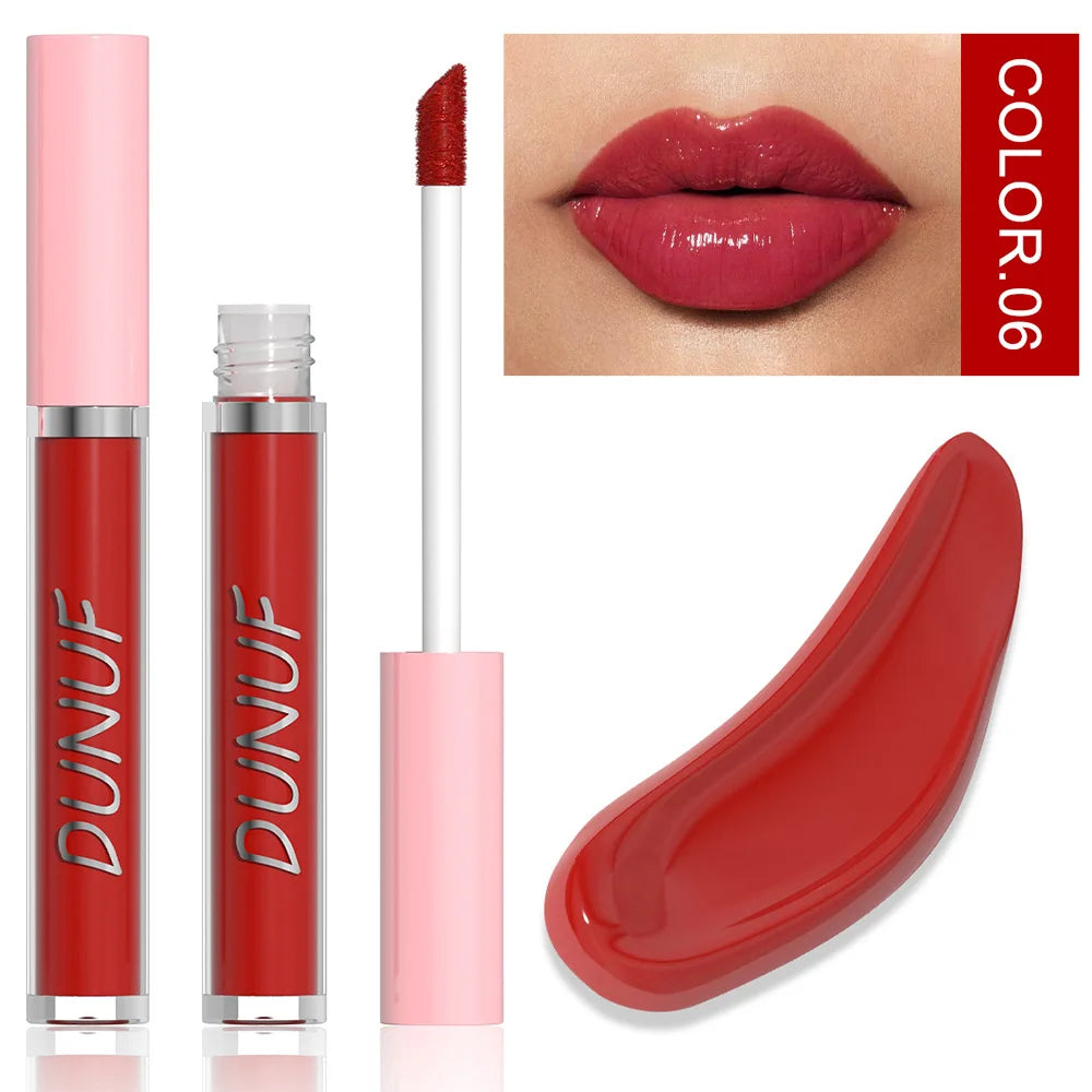 DUNUF High Quality Mirror Gloss Herorange Lipstick Lip Gloss Make-up Lightly Glass Moisturizing Plump Lip stick Lipgloss Gifts