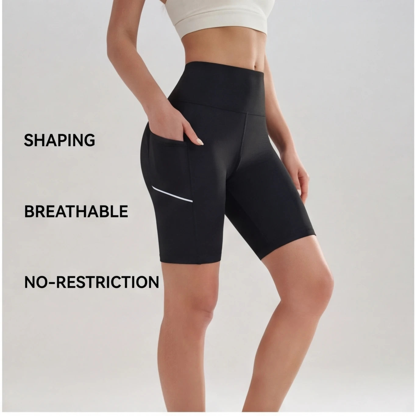 Women's High Waisted Biker Shorts with Phone Pocket Tummy Control High Waist Yoga Pants Tummy Control High Waist Yoga Pants