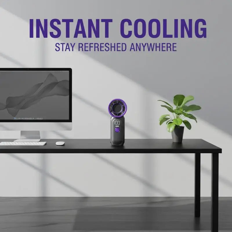 [Hot] 3600mAh Portable Mini Handheld Fan 3.5' Ultra High-Speed 16900 RPM With LED Display 6-Speed Cooling