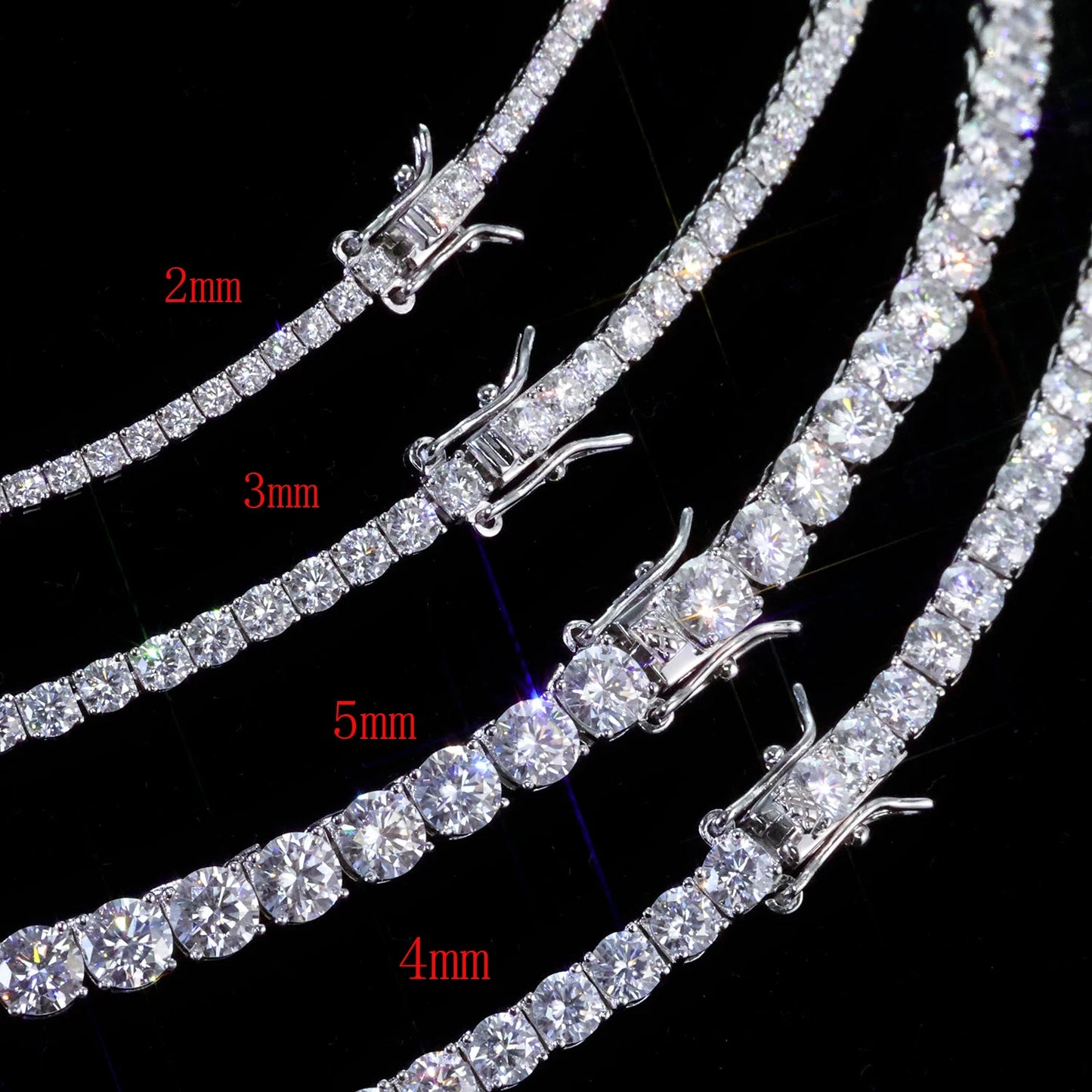 NY 2026 New Copper Material 2/3/4/5mm Iced VVS Moissanite Sparkling Tennis Chain Gift to Women With Exquisite Jewelry Necklace