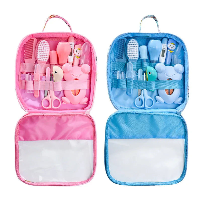 Baby Care Kit Kid Multi-functional Nail Clipper Comb Hair Thermometer Grooming Brush Kit Scissors Baby Health Care Set  Newborn