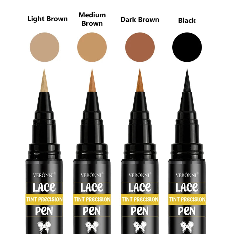 4 Colors Lace Tint Precision Pen 5ml Quick Dry Conceal Lace Dye Pen Portable Lace Tinting Concealer for Lace Wig Hairline Makeup