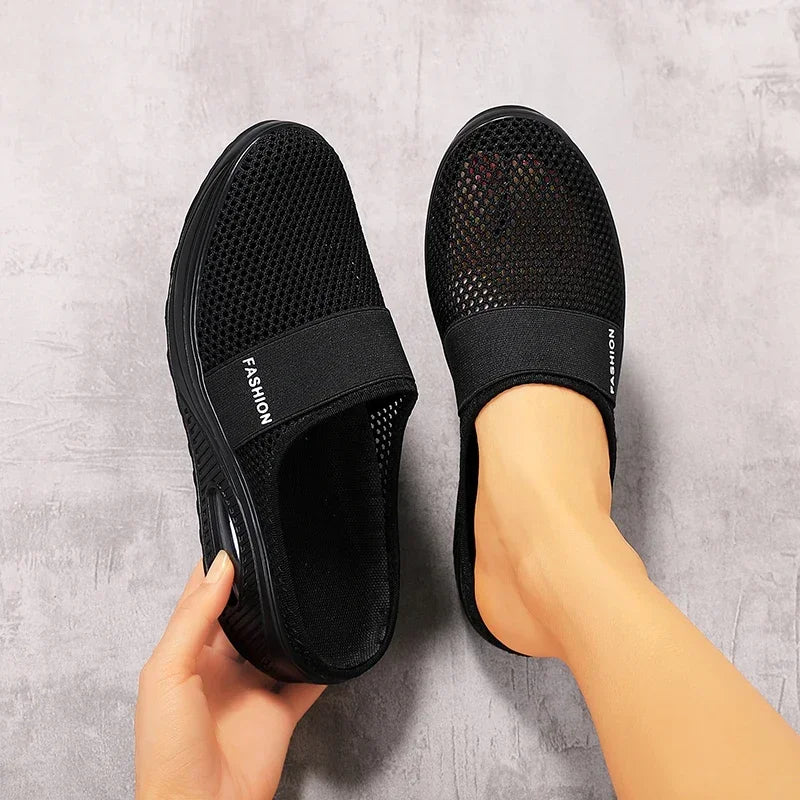 Air Cushion Slip-On Women Walking Shoes Orthopedic Diabetic Ladies Platform Mules Mesh Lightweight Slippers Wedge Female Sneaker