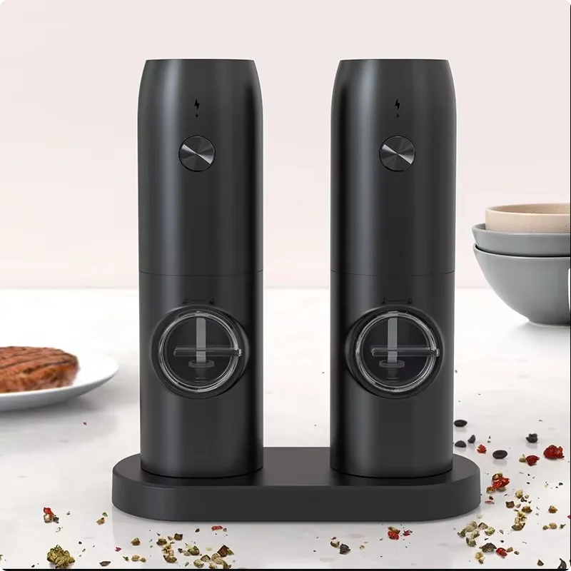 Electric Automatic Salt and Pepper Grinder Set with Led Light Grinder Set Spice Mill Adjustable Spices Grinder Kitchen Tools