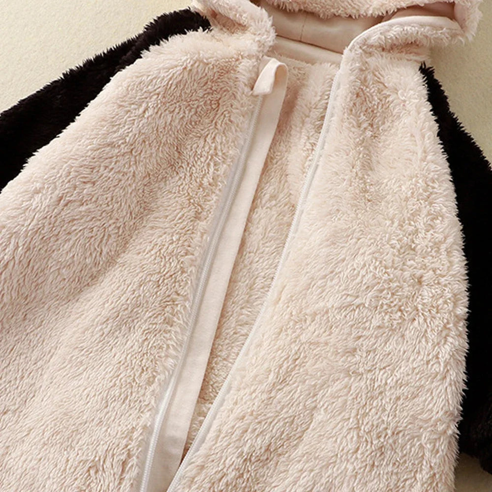 Baby Girl Clothes Panda Pajamas Autumn Winter Keep Warm Boys Home Clothing Newborn Romper Fleece Sets For Children 0-36 months