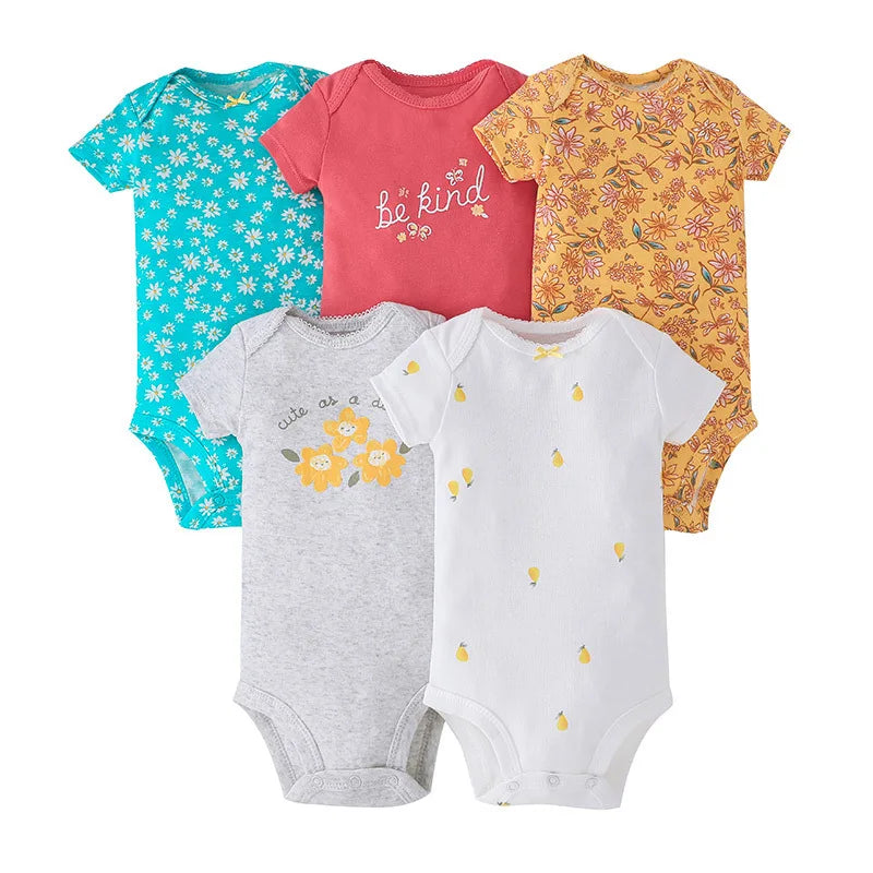 5 Pairs Newborn Baby Bodysuit Short Sleeve Infant Jumpsuit Short Sleeve Cotton Overalls Newborn Infant Jumpsuit  Kids Baby Roup