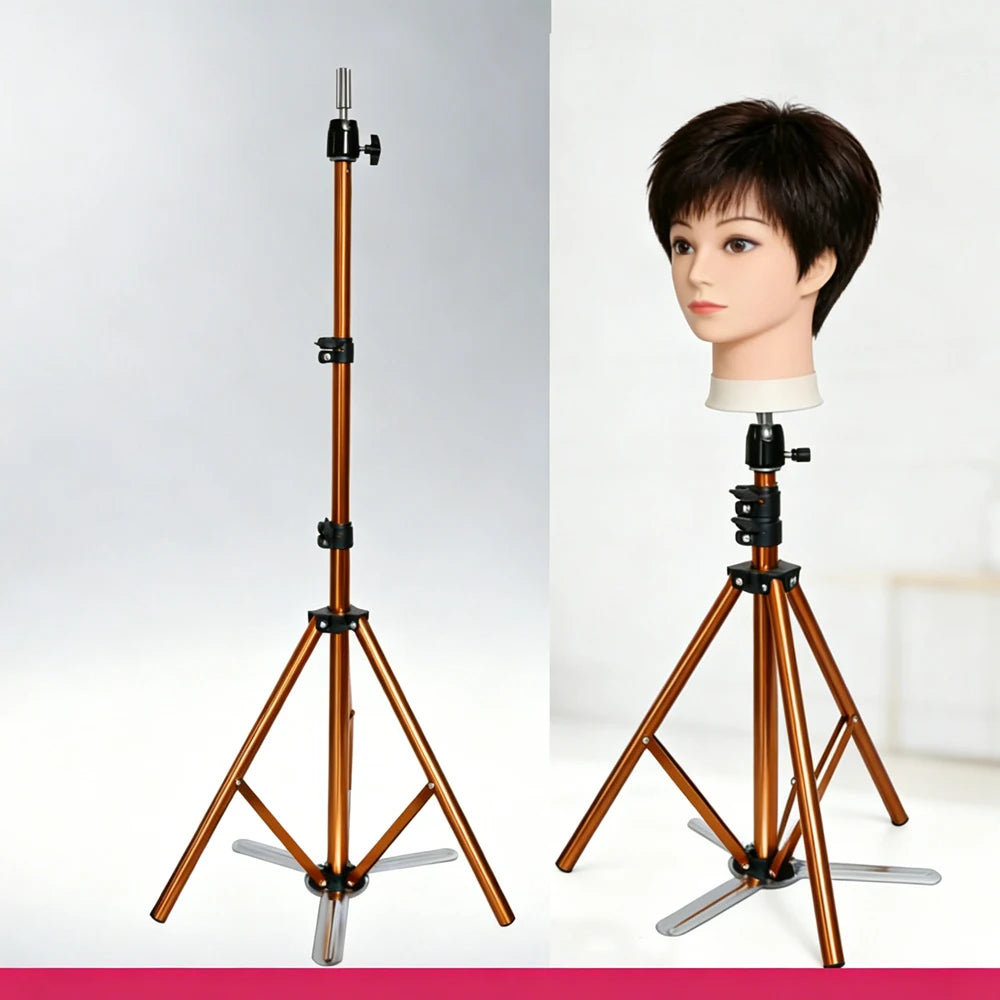 1.6m High Tripod Canvas Head Stand Training Mannequin Stand Wig Holder Adjustable Plastic Material Hair Accessory Tools