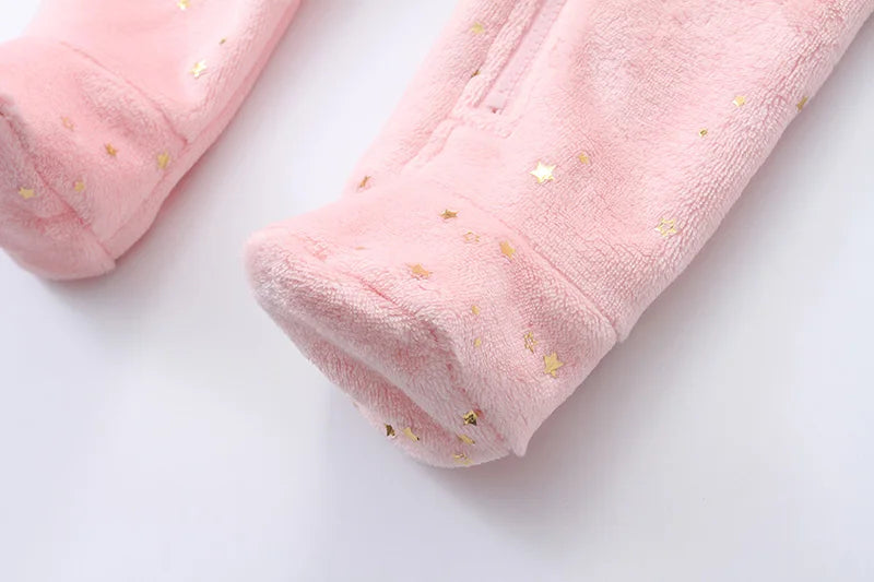 Newborn Baby Flannel Rompers Soft Warm Autumn Winter Bodysuit for Boys & Girls Cartoon Print Jumpsuit 0-19M Newborn Baby Clothes