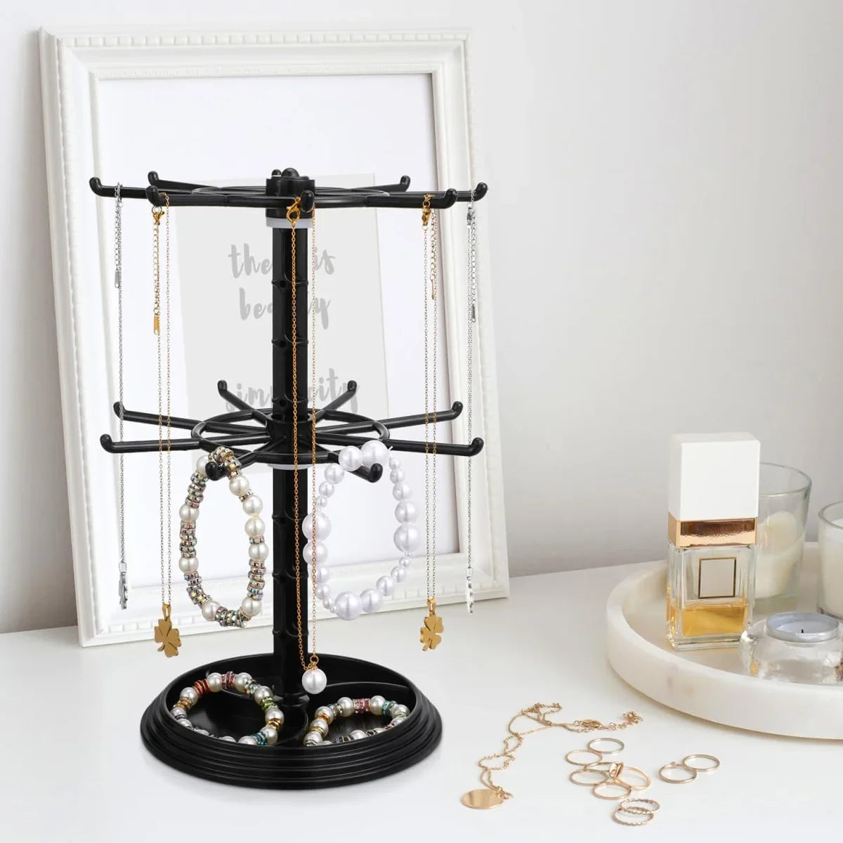 1Pc Multi-Layer Rotating Jewelry Rack, Necklace Display Stand & Bracelet Hanging Organizer, Storage Rack