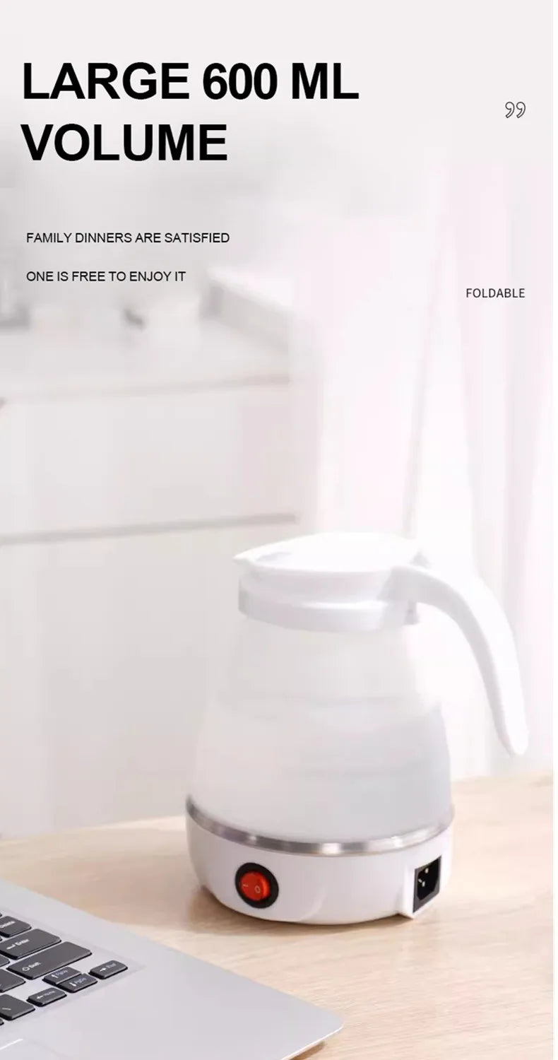 JFBONIN 0.6L Mini Folding Kettle Portable Water Heater 600W Silicone Compression Electric Kettle Home Kettle Easy To Travel
