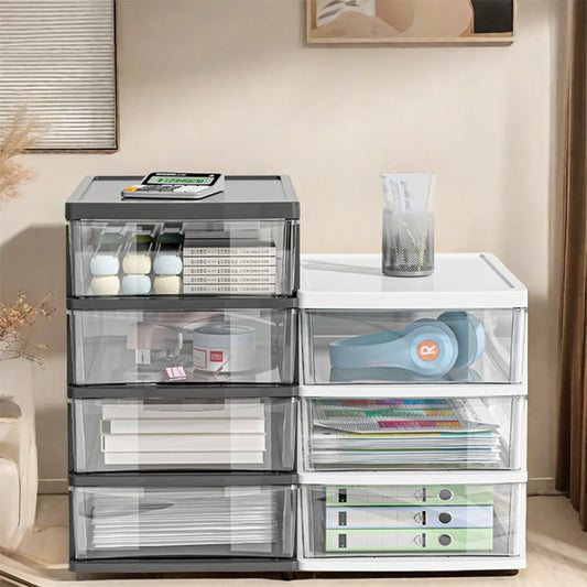 2-6 Layers small Desktop Storage Box with Drawer Heightened Table Organizer Plastic Office storage cabinet  for home Stationery