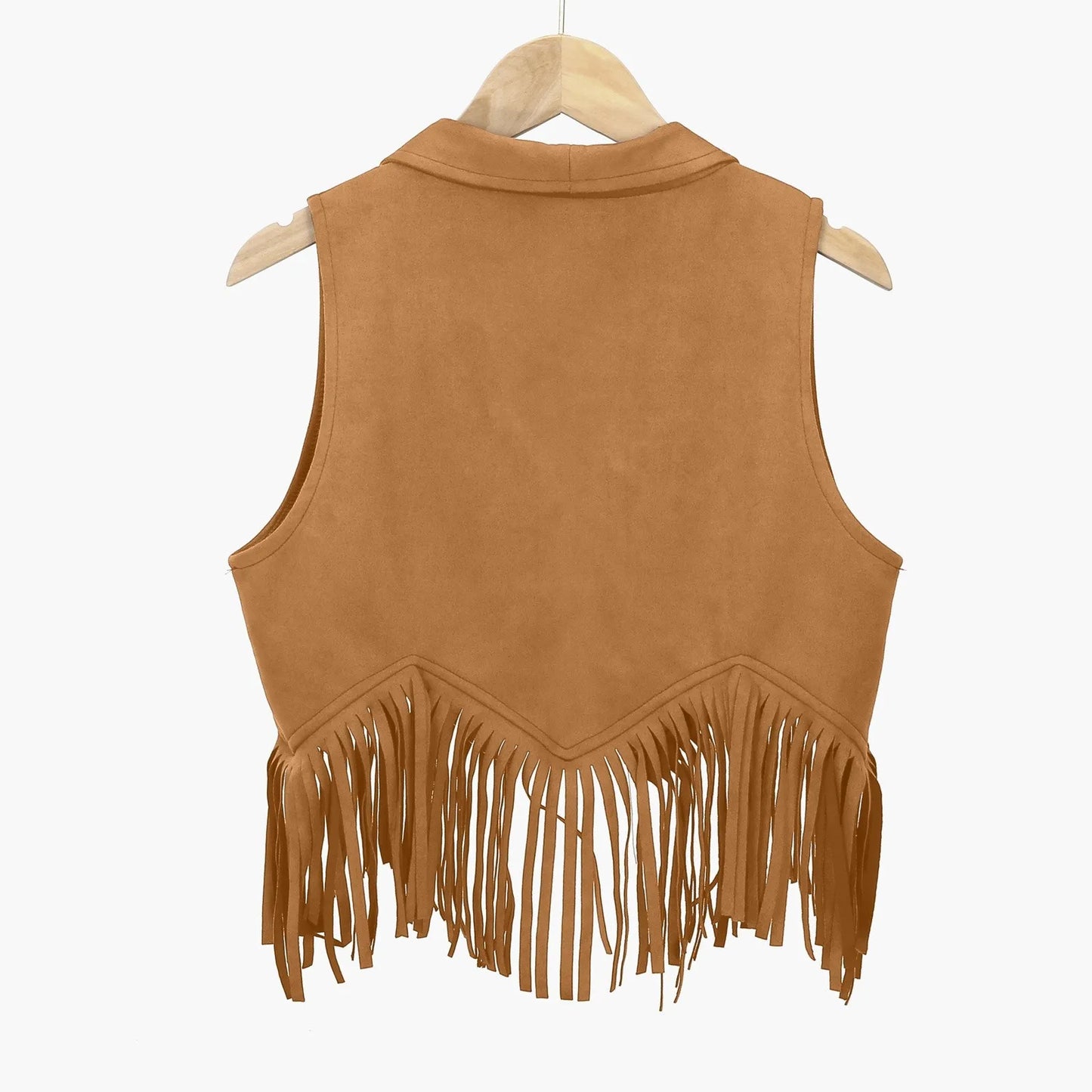 Kids Western Cowboy Vest Boys Girls Suede Tassel Fringe Dress Up Jacket With Hood Girls