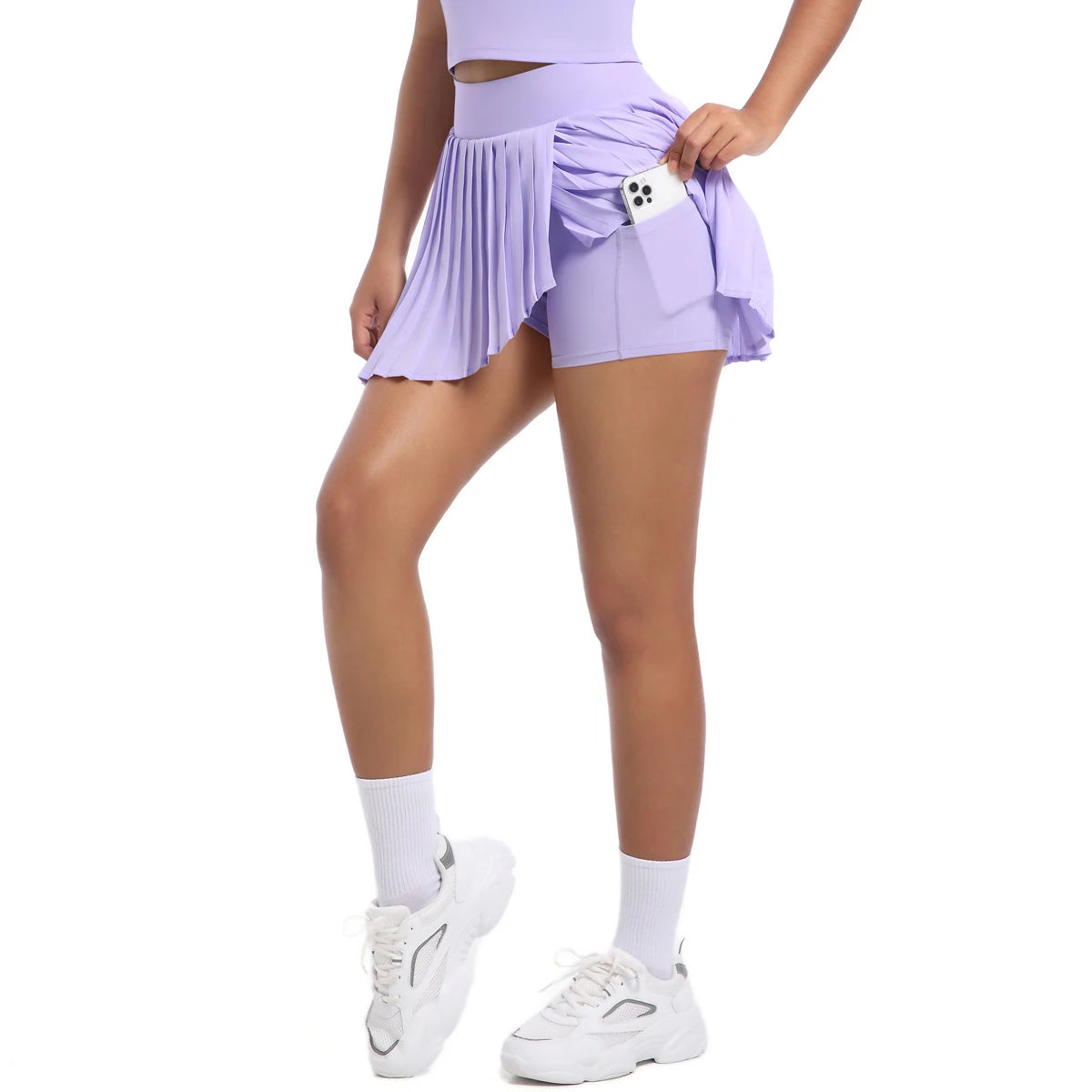 Breathable Pleated Skirt Women Jumpsuit Tennis Skirt Gym Running Yoga Short Skirt With Pockets Pleated Sports Tennis Skirts