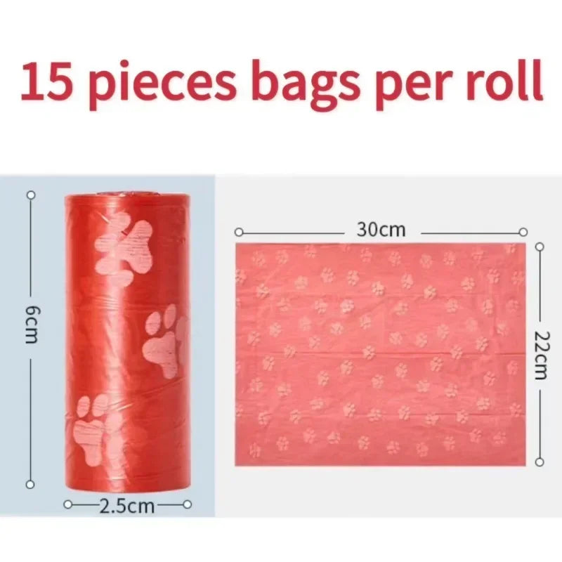 5/10/20/50rolls Random Color Cartoon Paw Graphic Dog Poop Bags Pet Poop Bags Leak-Proof Dog Waste Bags for Pet Supplies Tools