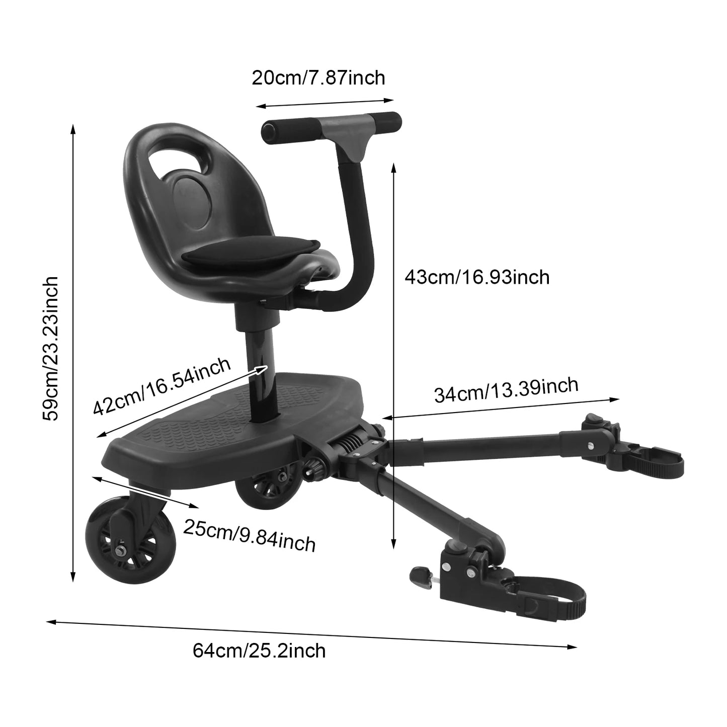 Baby Stroller Pedal Board Toddler Footboard , Child Pedal Attachment to Universal Strollers with Seat For Infants 2-6 years