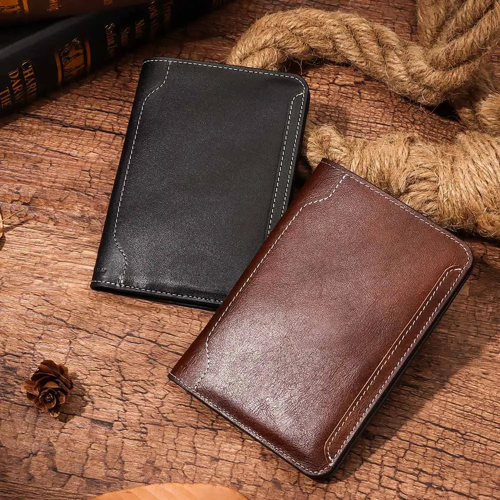 Travel Essentials Passport Holder Wallet RFID Full Grain Leather Mens Credit Card Holder Slim Purse with Vaccine Card Slot