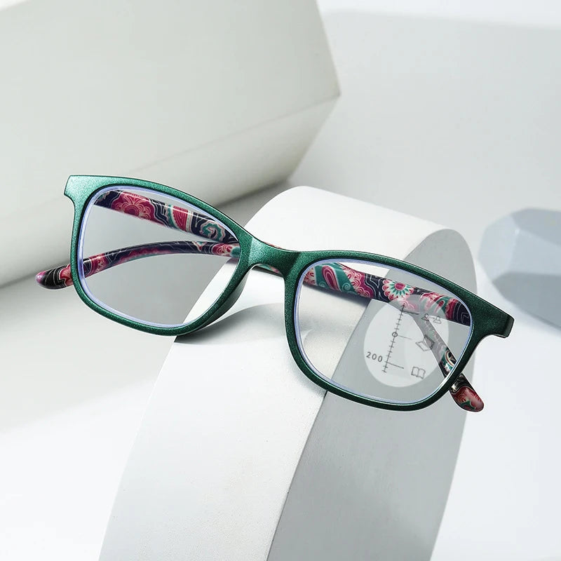 Progressive Multifocal Reading Glasses Women Anti Blue Light Presbyopia Eyeglasses Computer Eyewear Look Near Far +1.0 To +4.0