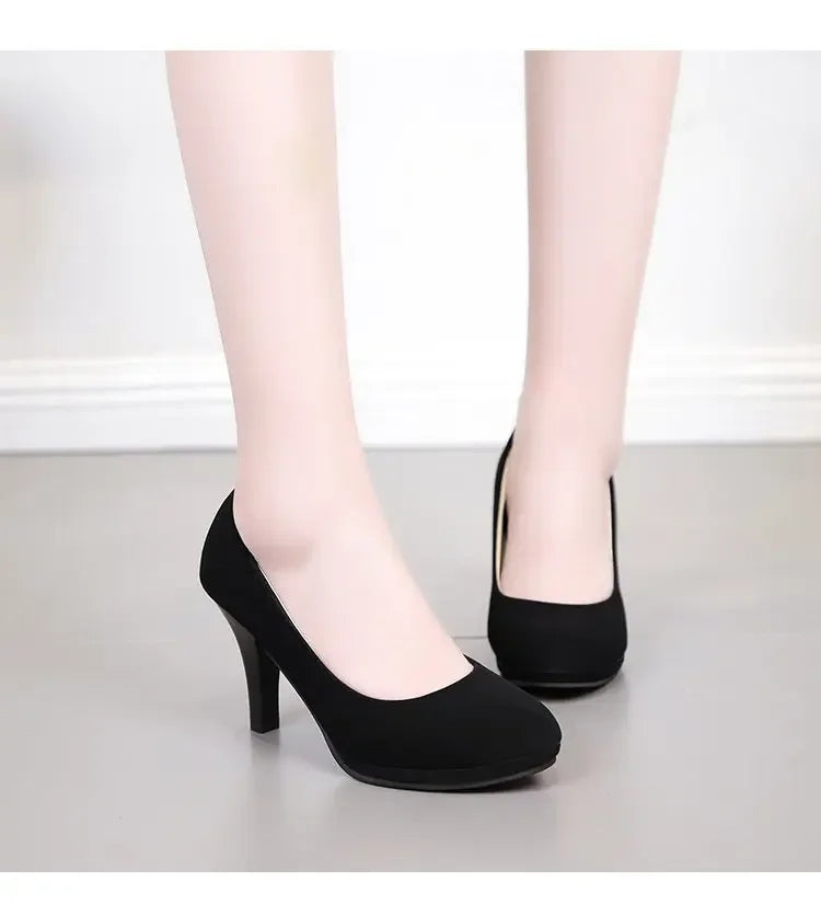 Spring Comfortable Professional Shoes Work Shoes Smart Casual Interview Shoes Women's Shoes Small Leather Shoes Medium Heel Blac