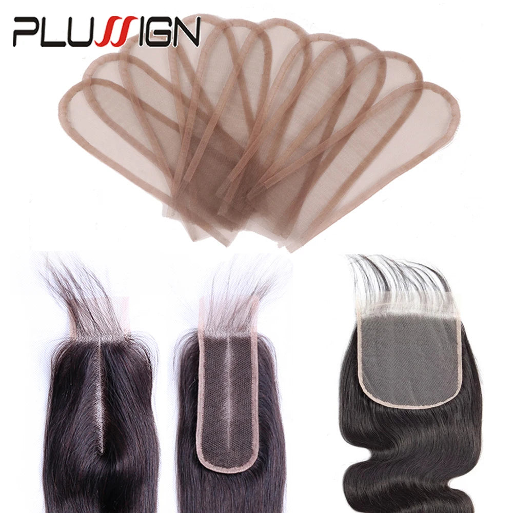 Plussign Transparent Brown Swiss Lace Hairnets 2*4 2*6 4*4 5*5 13*4 13*6 Base Hair Net For Making Lace Frontl Closure 3Pcs