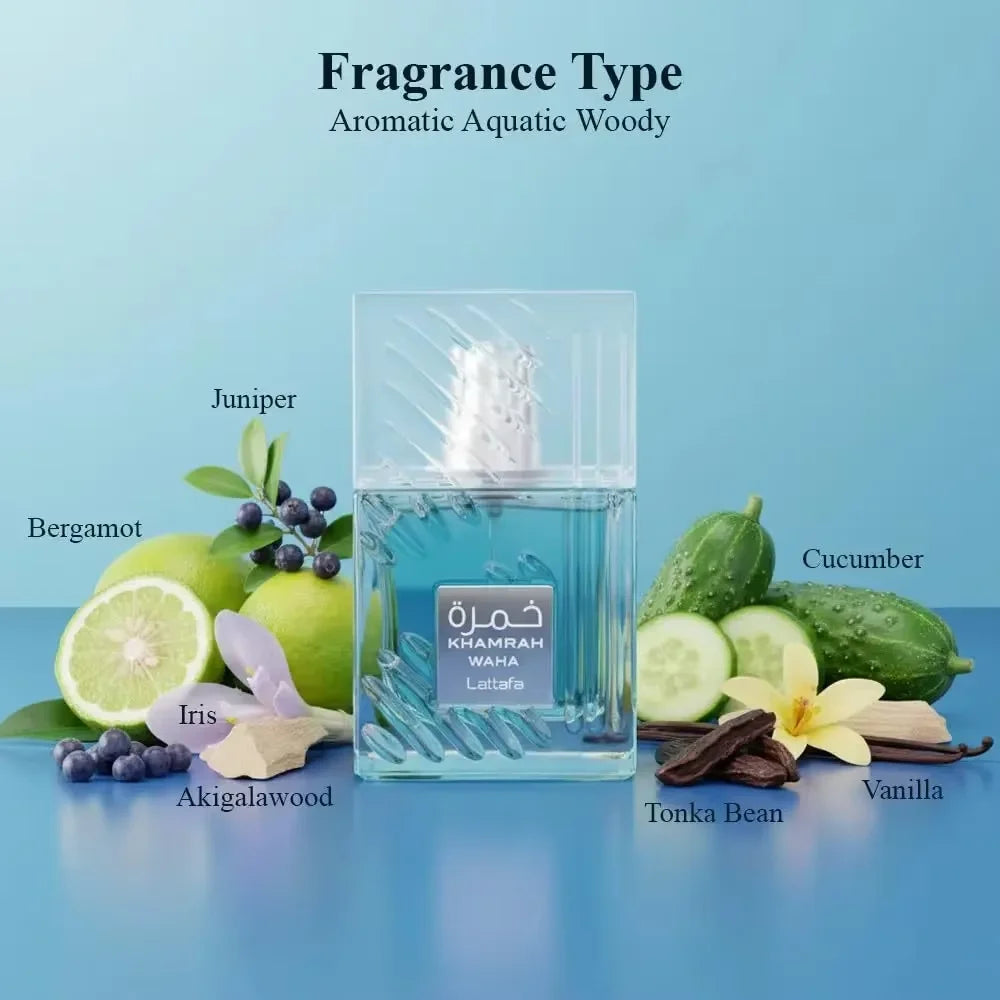 Premium Fresh Aquatic Aromatic Woody Perfume for Men, Bergamot Juniper Cucumber Vanilla Iris Scent EDP, Woody & Vanilla Base