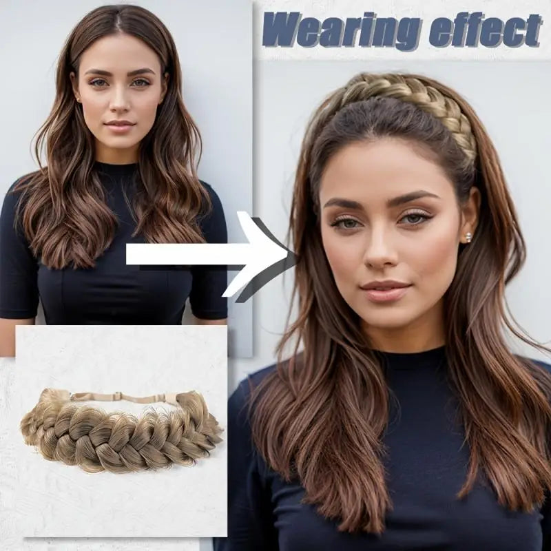 1 Pcs Synthetic Premium Adjustable Handmade Wig Braided Elastic Band Hair Fashion Braiding Hair Headband Headwear For Women
