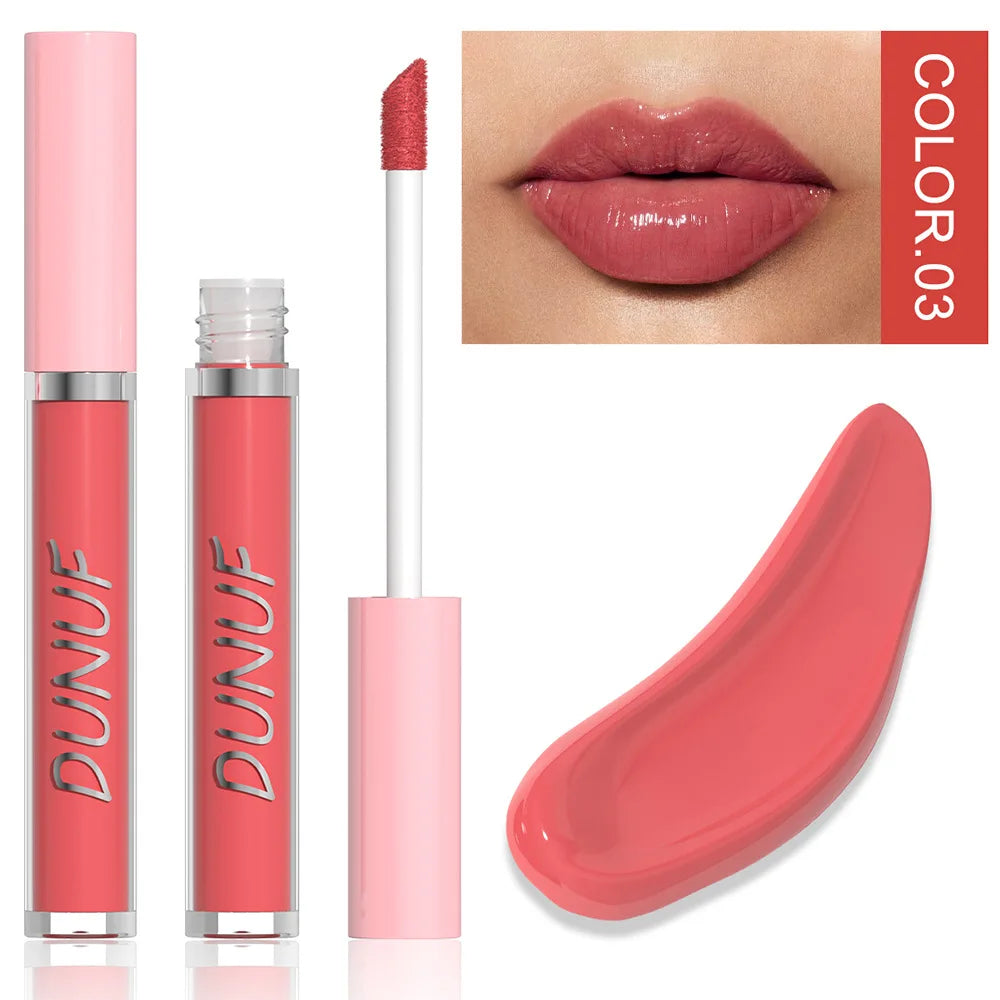DUNUF High Quality Mirror Gloss Herorange Lipstick Lip Gloss Make-up Lightly Glass Moisturizing Plump Lip stick Lipgloss Gifts