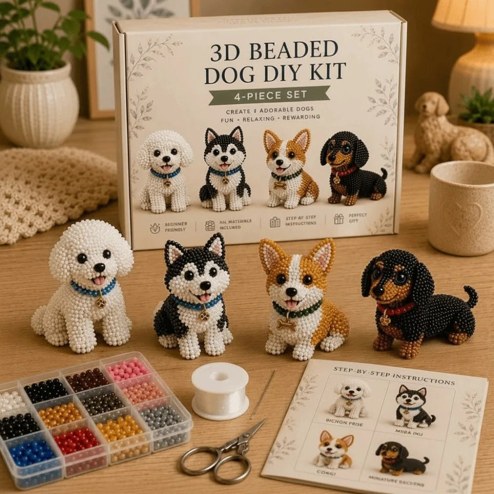 Tiny Beads 3D Beaded Animal Kit Cute Design Animal Shape Handmade Bead Art Kit Creative Craft DIY Bead Craft Kit